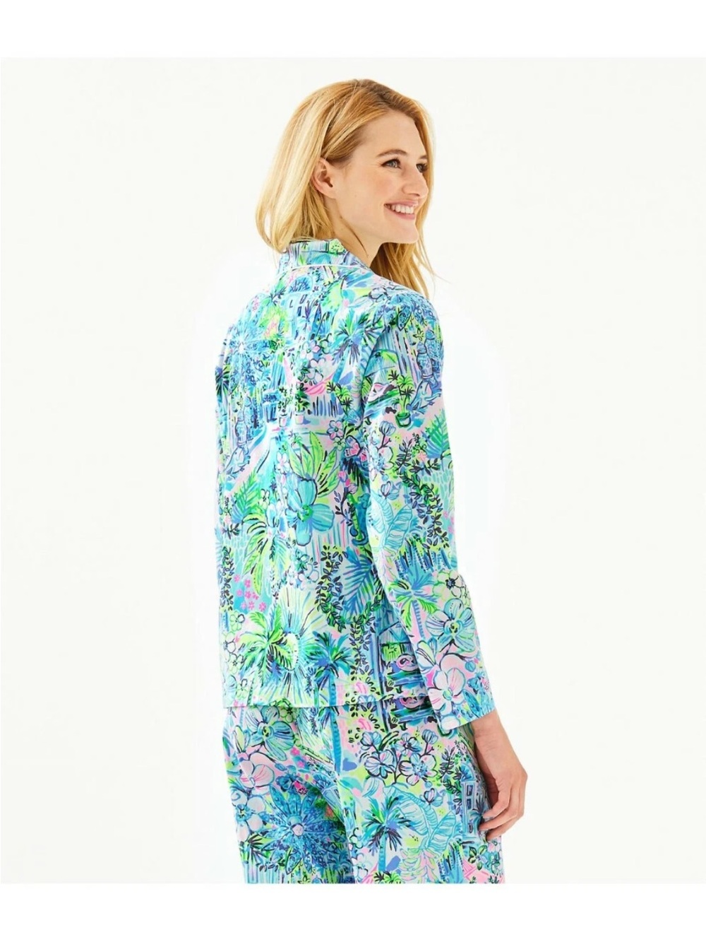 Lilly Pulitzer “Lilly’s House” Blue Floral Button-Front Pajama Top and Bottom XS - Picture 2 of 10